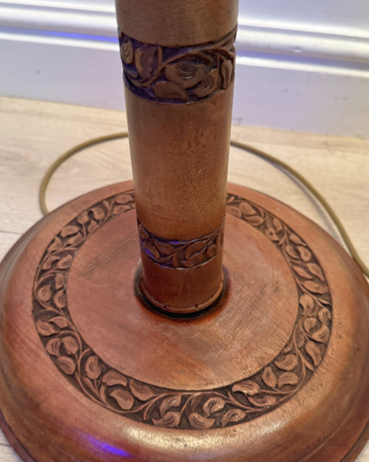 Antique Anglo Indian Hand Carved Wooden Floor Lamp