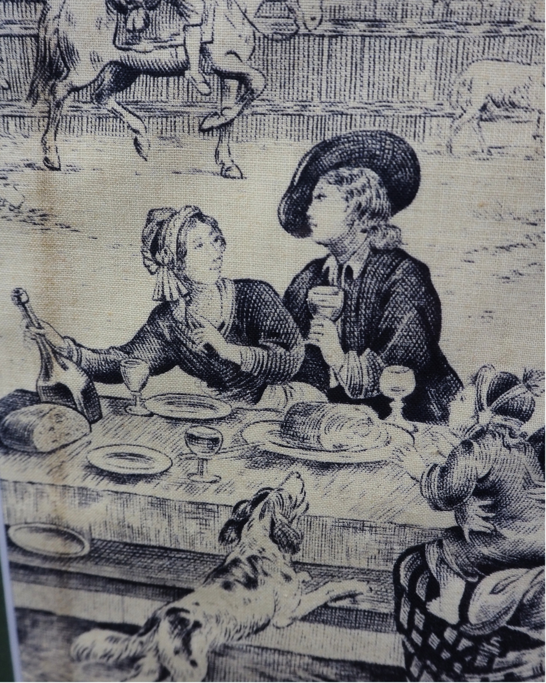 Pair of 19th Century French Toile de Jouy Framed Fabric Panels - Bobbin Frame
