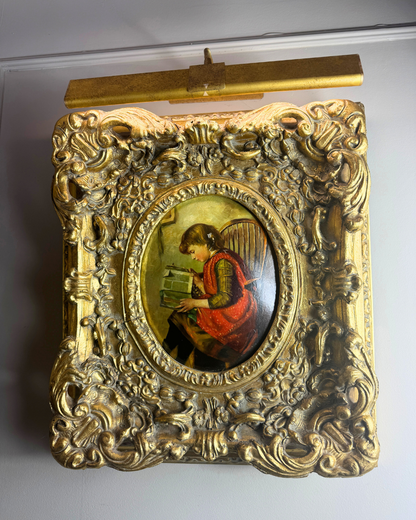 Antique 19th Century Oil Paintings – Rococo Gesso Frames, Convex Wood Panels