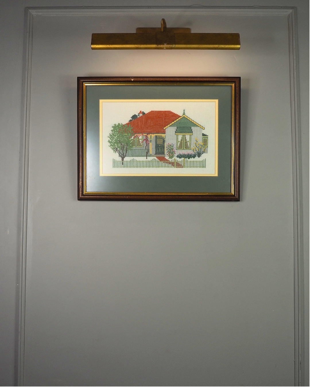 Vintage Juniper Designs Australian Cottage Cross Stitch in Wooden Frame
