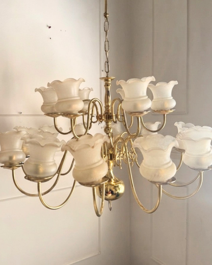 Vintage Dutch Brass Chandelier – 18 Light Baroque Style Ceiling Lighting