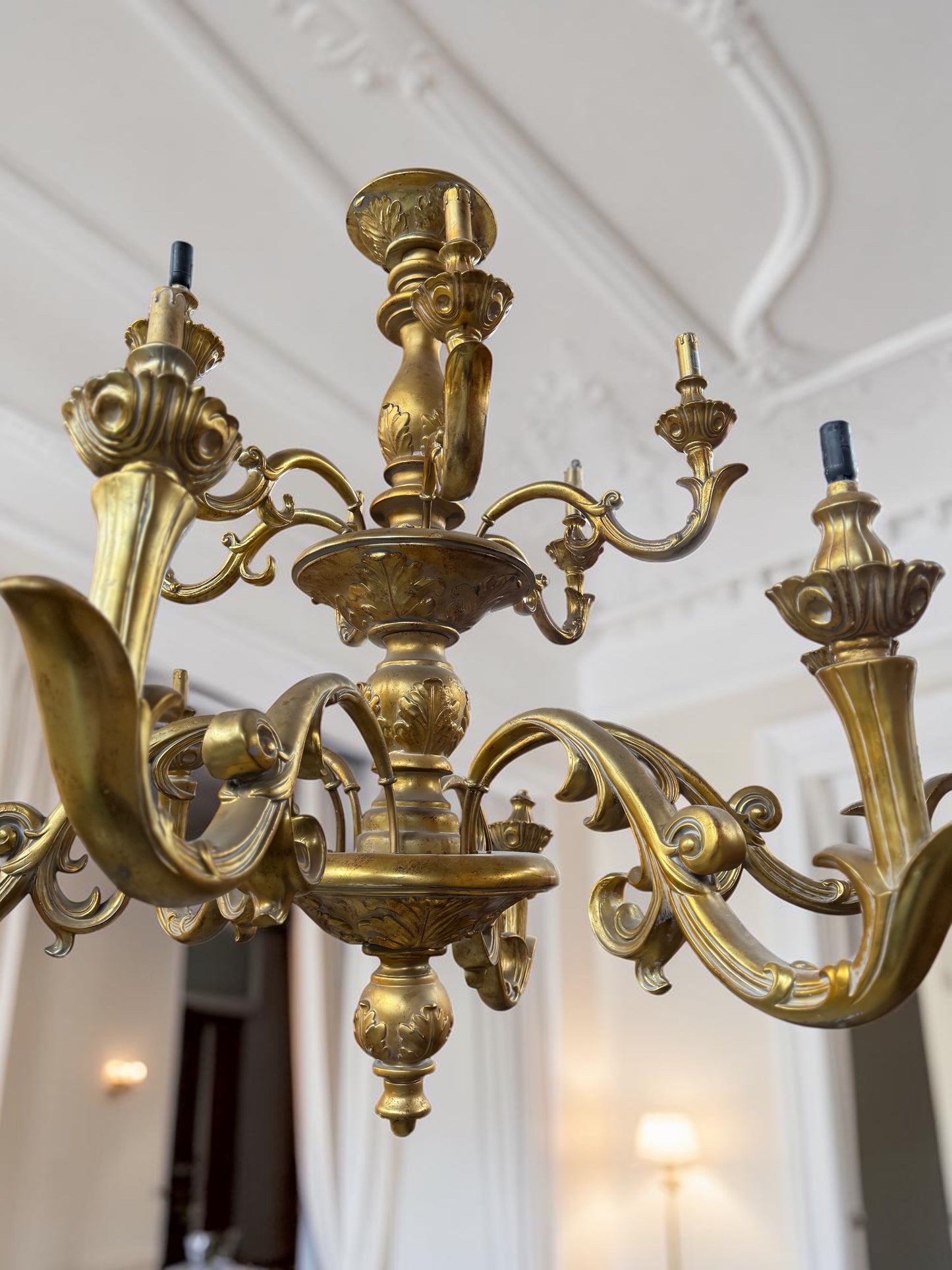 Huge Vintage French Gilded Ornate Chandelier | Extra Large 2 Tier Chandelier