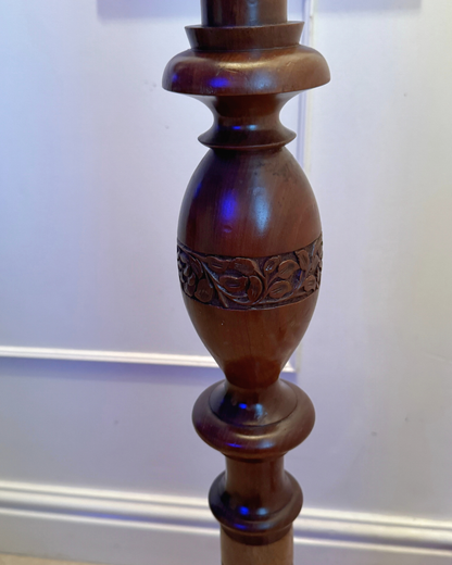 Antique Anglo Indian Hand Carved Wooden Floor Lamp