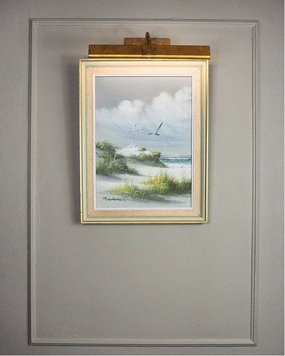 Sandy Dunes Seascape Scenery - Vintage Signed Oil Painting