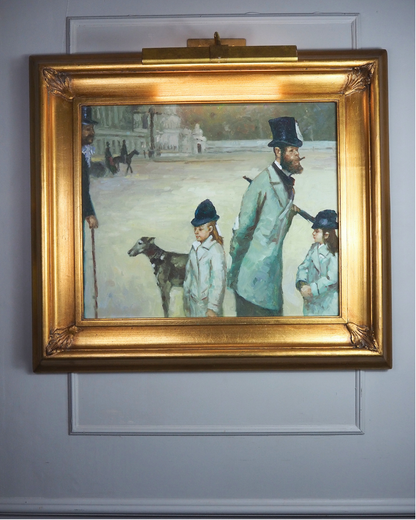 Place de la Concorde Homage Oil Painting After Edgar Degas -Large Gilt Framed Art