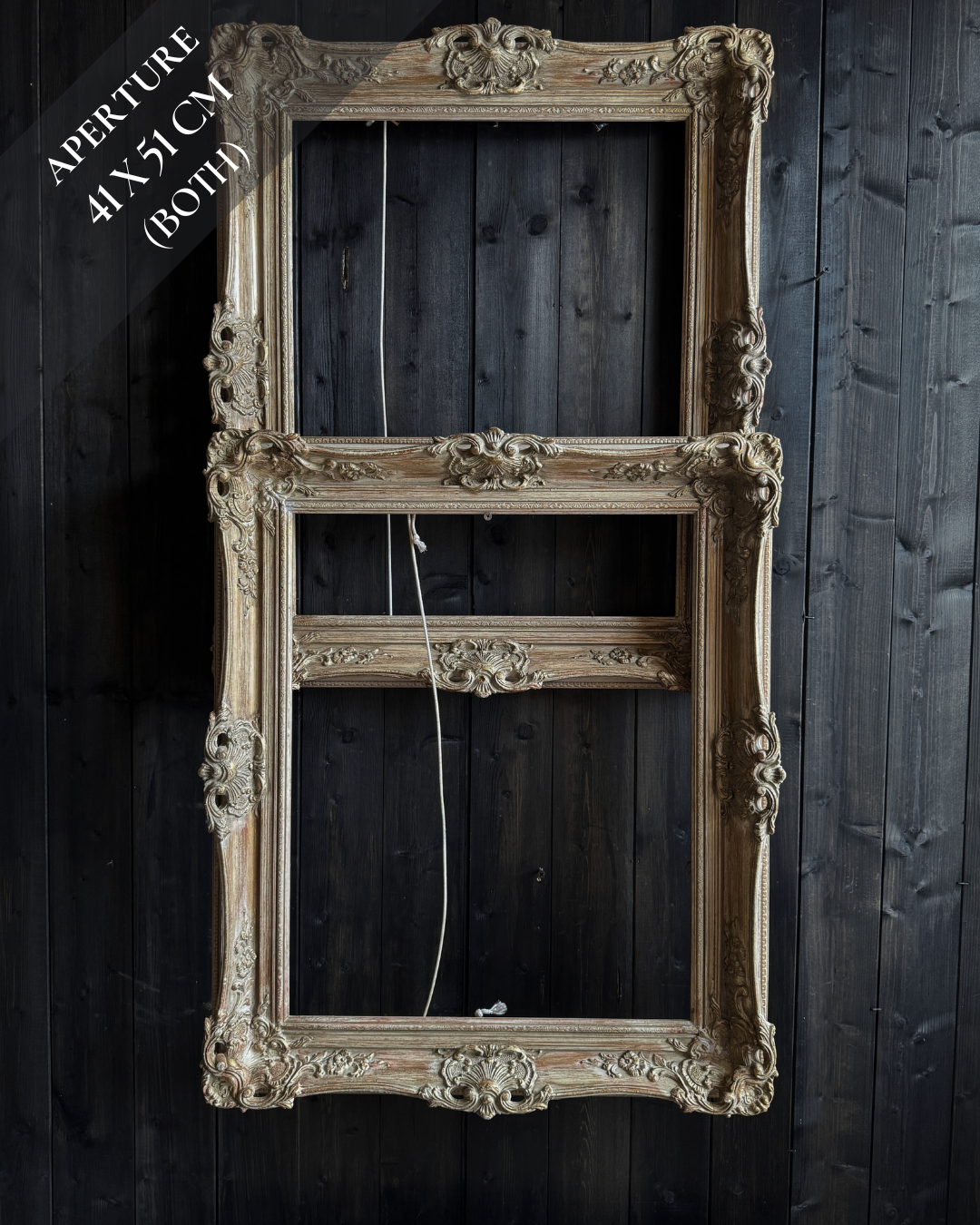 Distressed Ornate Louis Style Frame Collection – Gold & White Finish