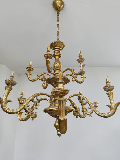 Huge Vintage French Gilded Ornate Chandelier | Extra Large 2 Tier Chandelier