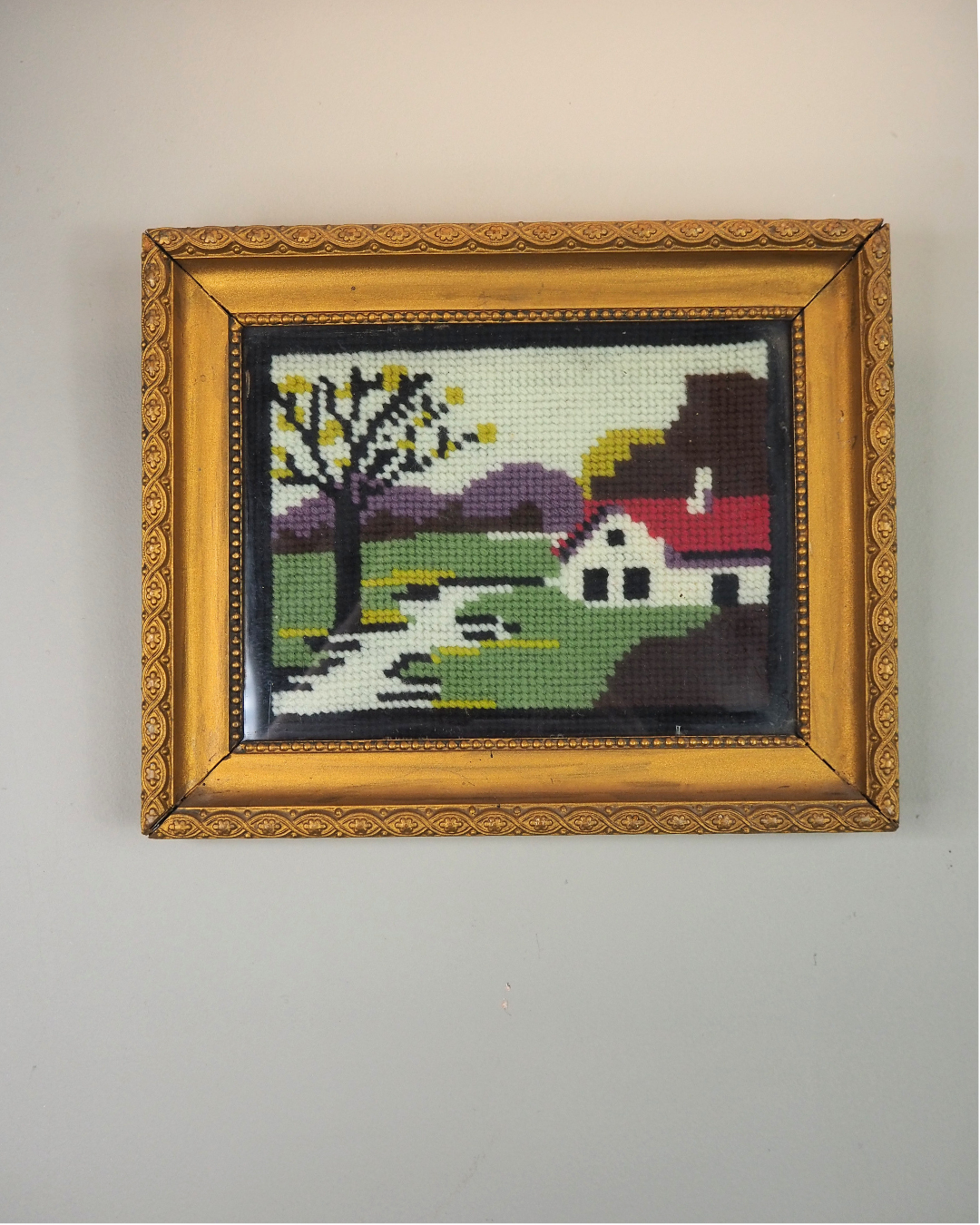 Hungarian Heritage Gobelin Embroidery | Framed Vintage Needlework Art