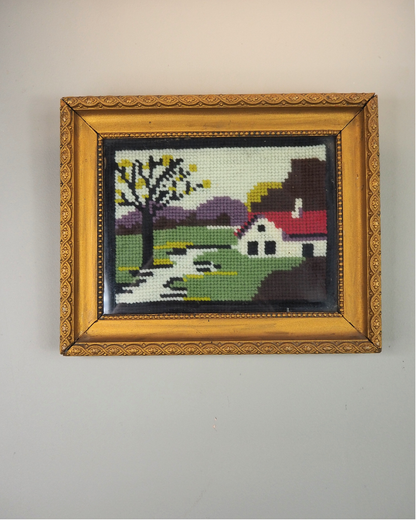Hungarian Heritage Gobelin Embroidery | Framed Vintage Needlework Art