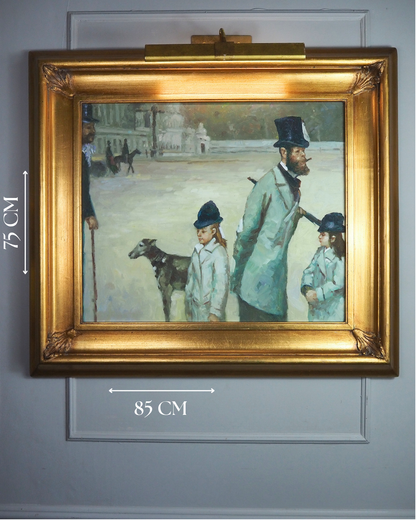 Place de la Concorde Homage Oil Painting After Edgar Degas -Large Gilt Framed Art