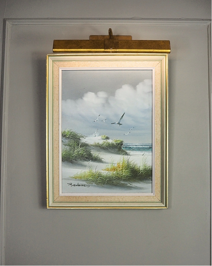 Sandy Dunes Seascape Scenery - Vintage Signed Oil Painting