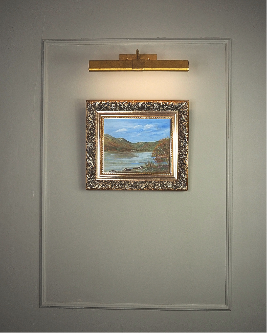 Vintage Seaside Oil Painting by Melville in Belvoir Ornate Frame