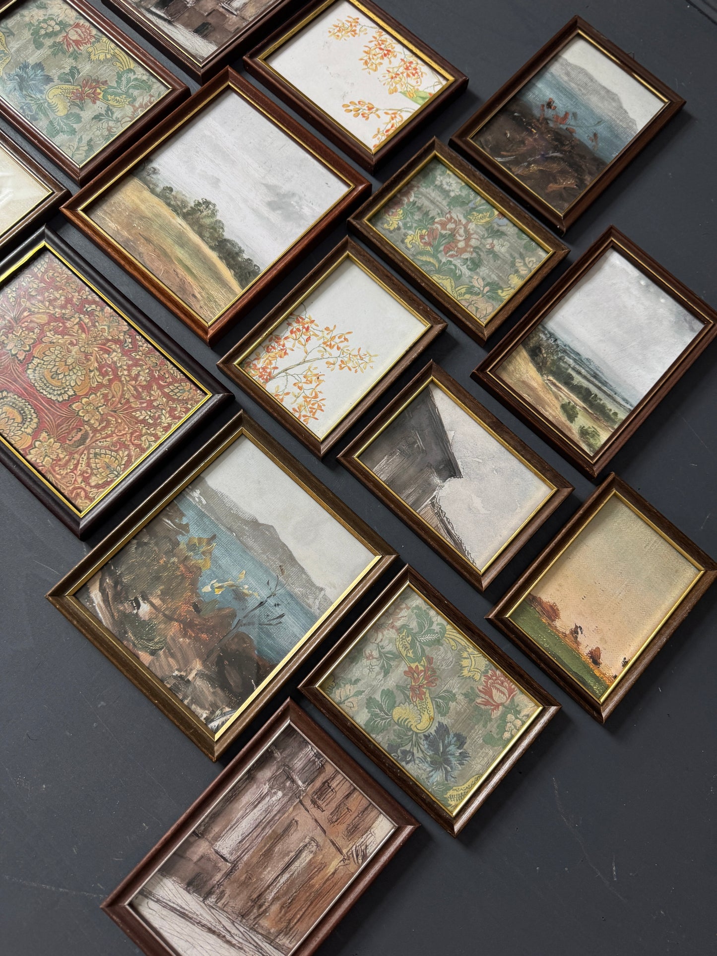 Vintage Themed Gallery Wall Set with Mix of Wooden Mini Frames ( x 16 )