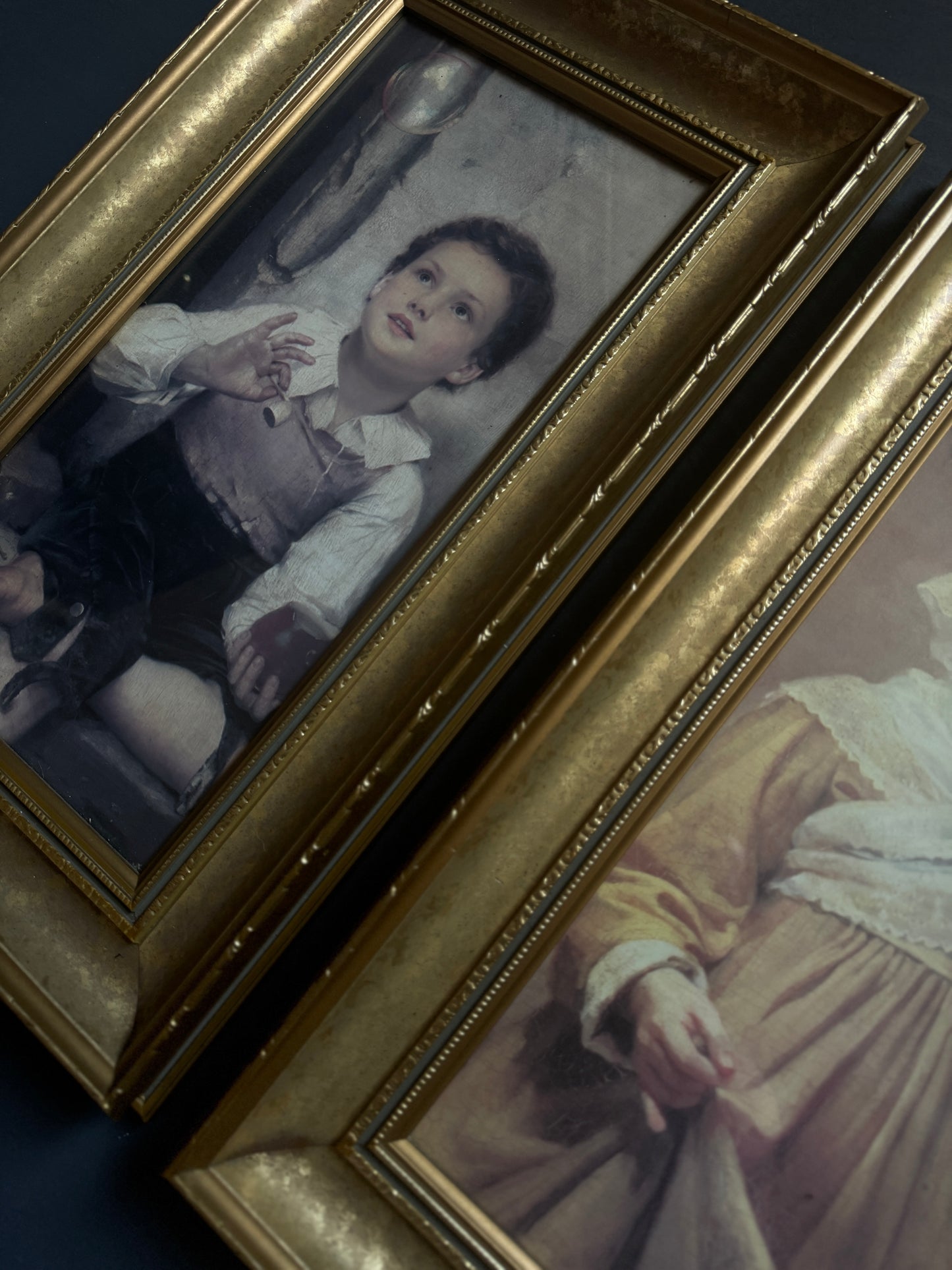 Vintage  Matching Gold Thick Gilt Frames - Matching Frame Set with Vintage Prints