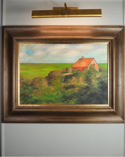 Original Rural Oil Painting – "The Red Roof Farmstead" by Nichol Wheatley