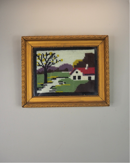 Hungarian Heritage Gobelin Embroidery | Framed Vintage Needlework Art
