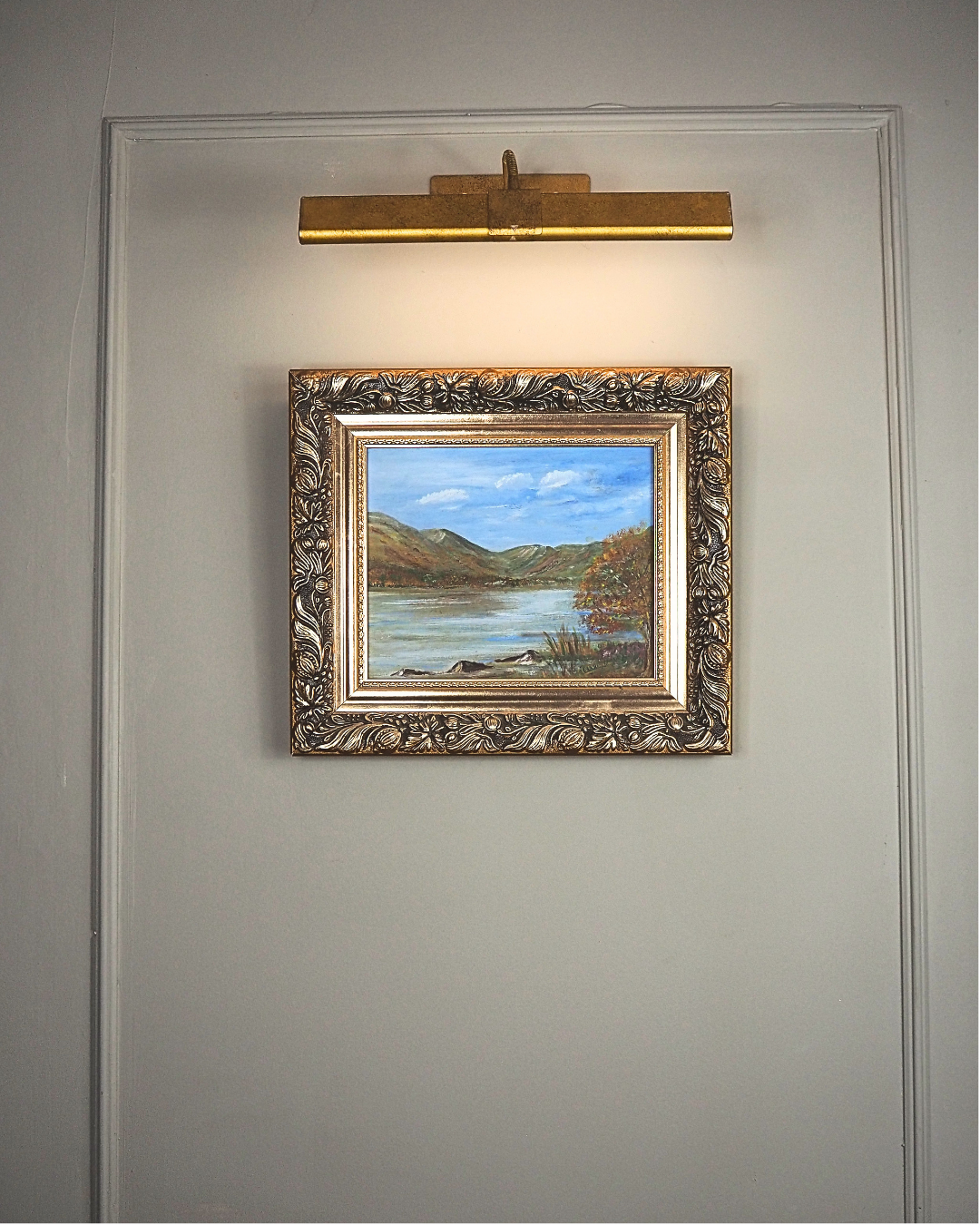 Vintage Seaside Oil Painting by Melville in Belvoir Ornate Frame
