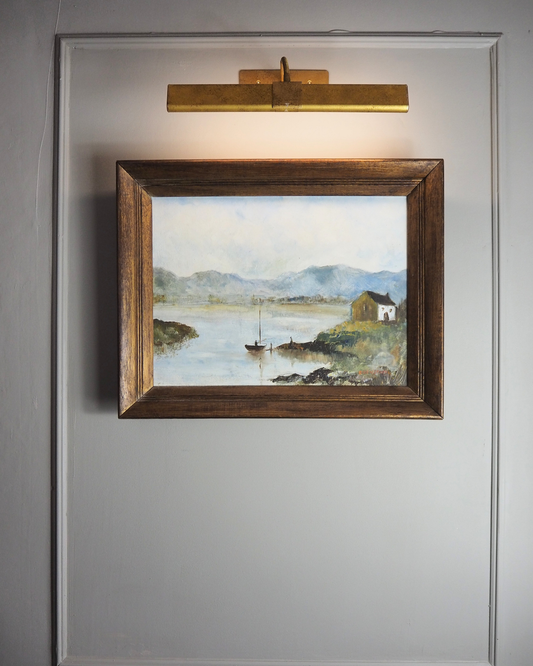 Vintage Rustic Oil Painting by E. Henstock in a Wooden Oak Picture Frame