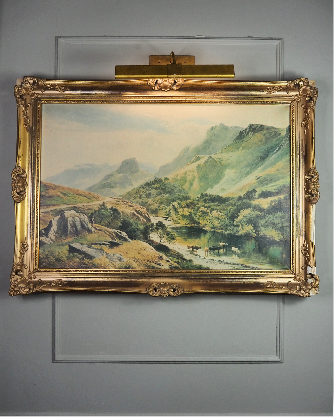 Sidney Richard Percy Cattle Watering Borrowdale Vintage Giclee Print Large