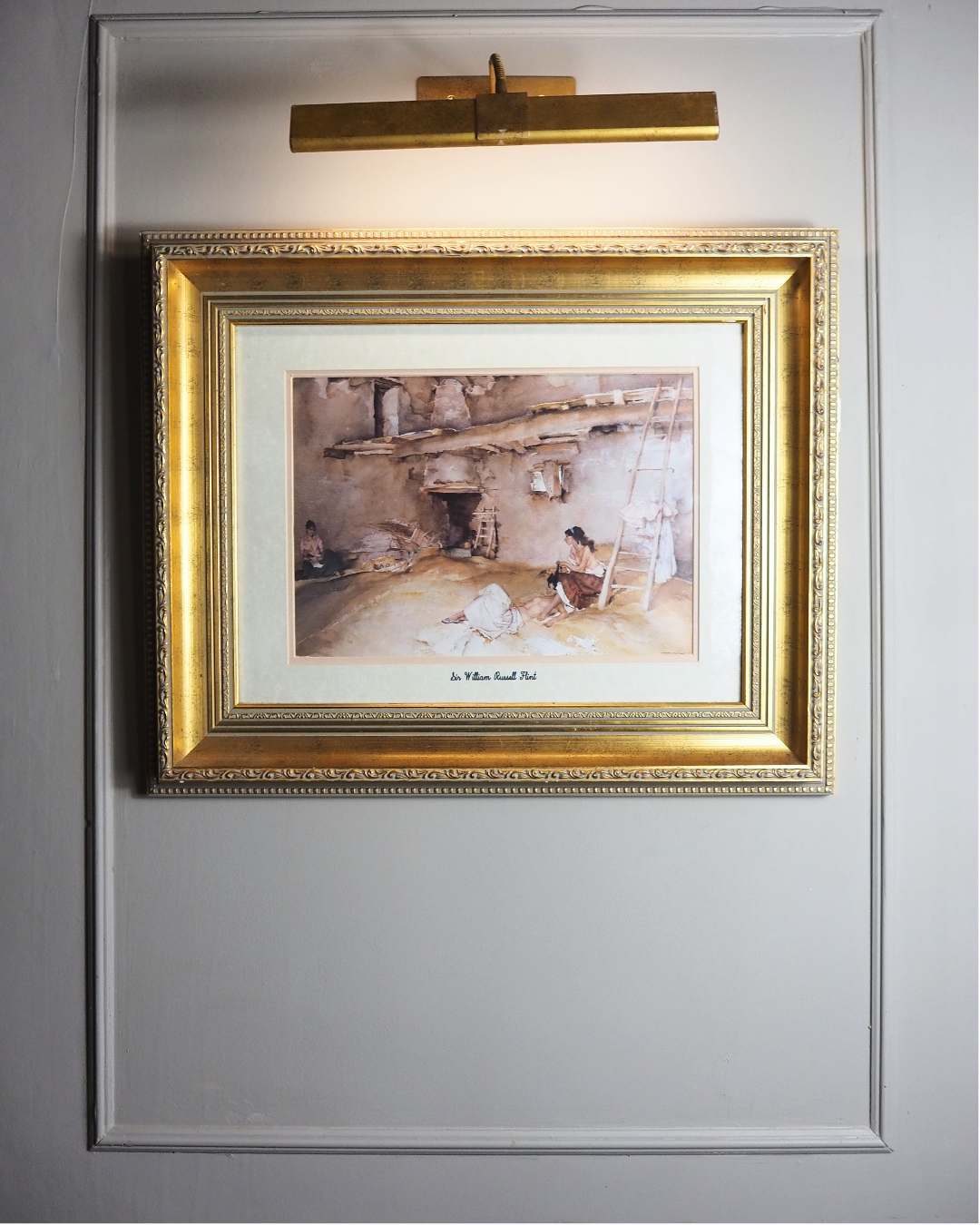 Sir William Russell Flint Print: Vintage Fine Art Reproduction in Ornate Gilt Frame