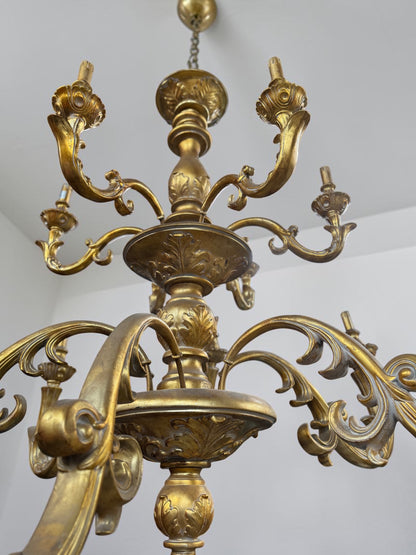 Huge Vintage French Gilded Ornate Chandelier | Extra Large 2 Tier Chandelier