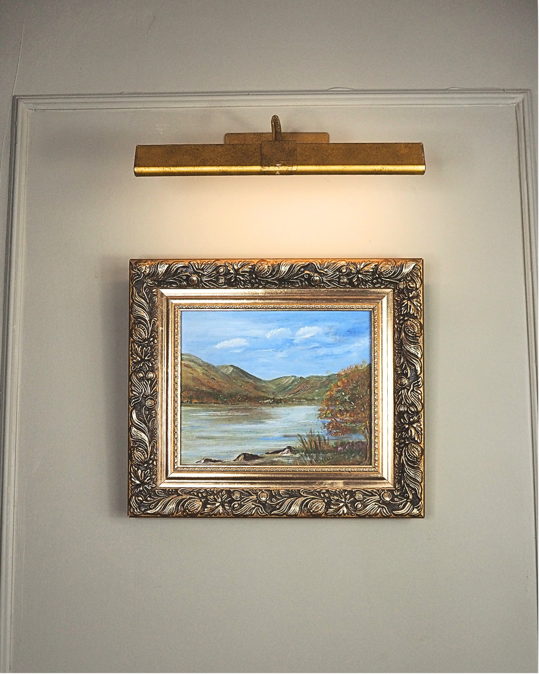 Vintage Seaside Oil Painting by Melville in Belvoir Ornate Frame