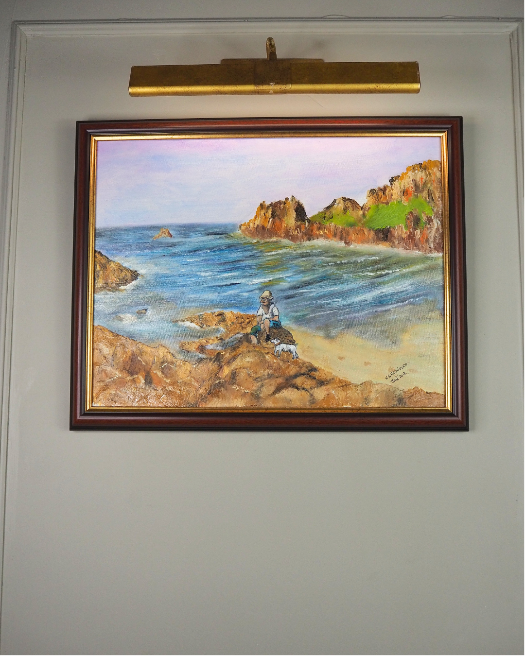 Waves Beneath the Cliffs- Original Oil Painting by N.G. Reynolds