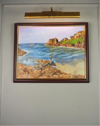 Waves Beneath the Cliffs- Original Oil Painting by N.G. Reynolds