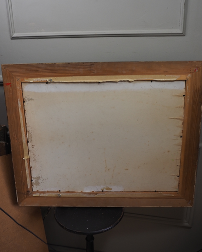 Large Vintage Floral Oil Painting in Antique Gold Heavy Frame (72 × 57 cm)