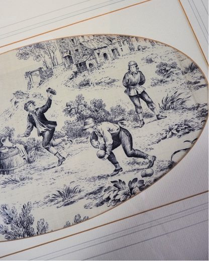 Pair of 19th Century French Toile de Jouy Framed Fabric Panels - Bobbin Frame