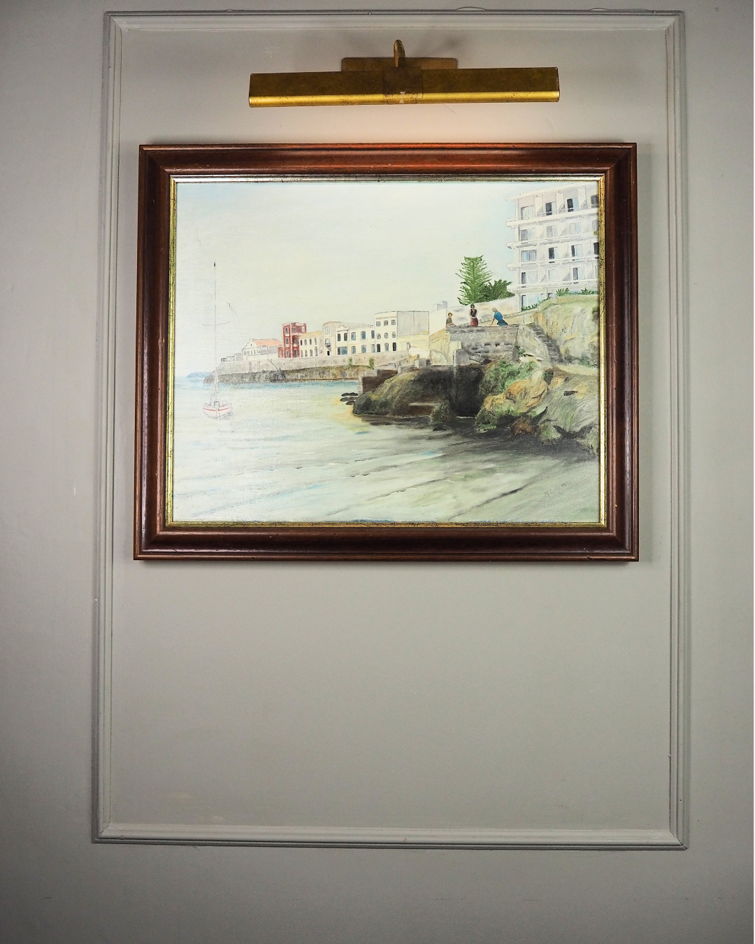 Quiet Anchorage at Tranquil Harbour - Original Oil Painting by N.G. Reynolds