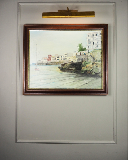 Quiet Anchorage at Tranquil Harbour - Original Oil Painting by N.G. Reynolds