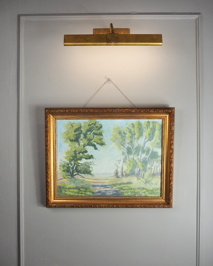 Vintage Landscape Oil Painting by H. W. Johnson (1988) – Gilt Thick Frame