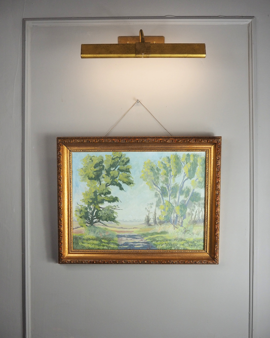 Vintage Landscape Oil Painting by H. W. Johnson (1988) – Gilt Thick Frame