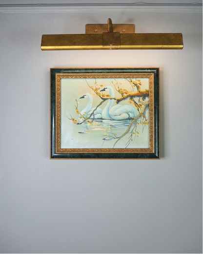 Grace Upon the Water" – Signed Mid-Century Oil Painting of a Swan