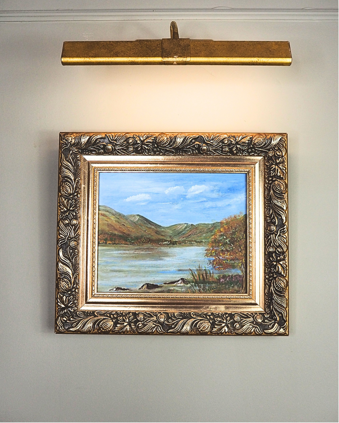 Vintage Seaside Oil Painting by Melville in Belvoir Ornate Frame
