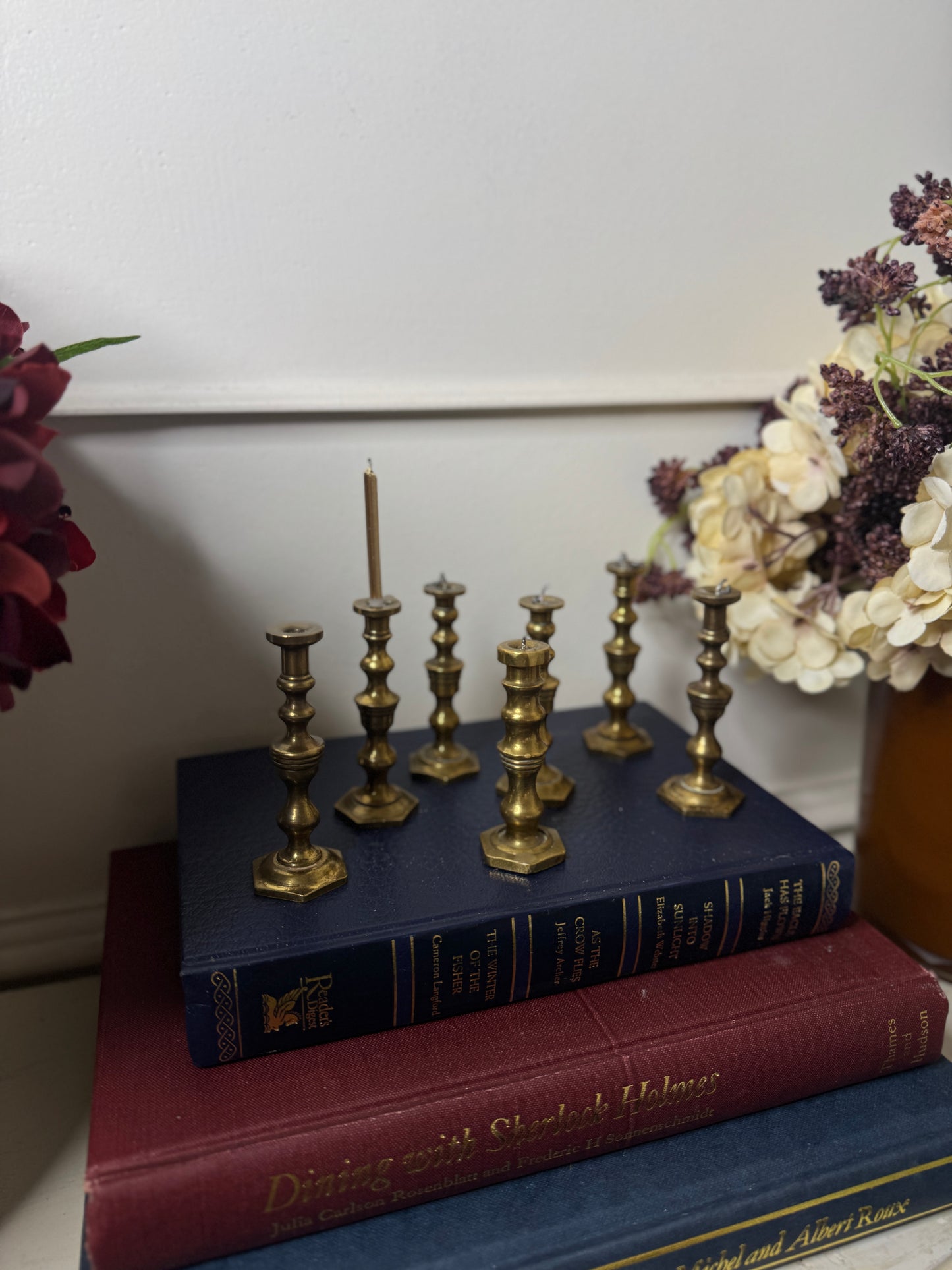 Vintage European Brass Mini Candlesticks
