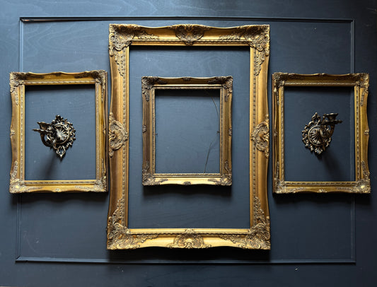 Vintage Ornate Gallery Set with Wall Scones : Gold / Ornate Gold Frames - Vintage Gallery Wall Frames