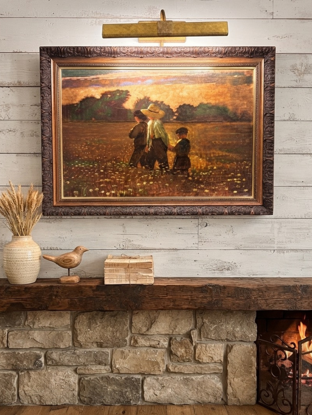 In the Mowing by Winslow Homer – Giclée Art Print in Ornate Heritage Frame