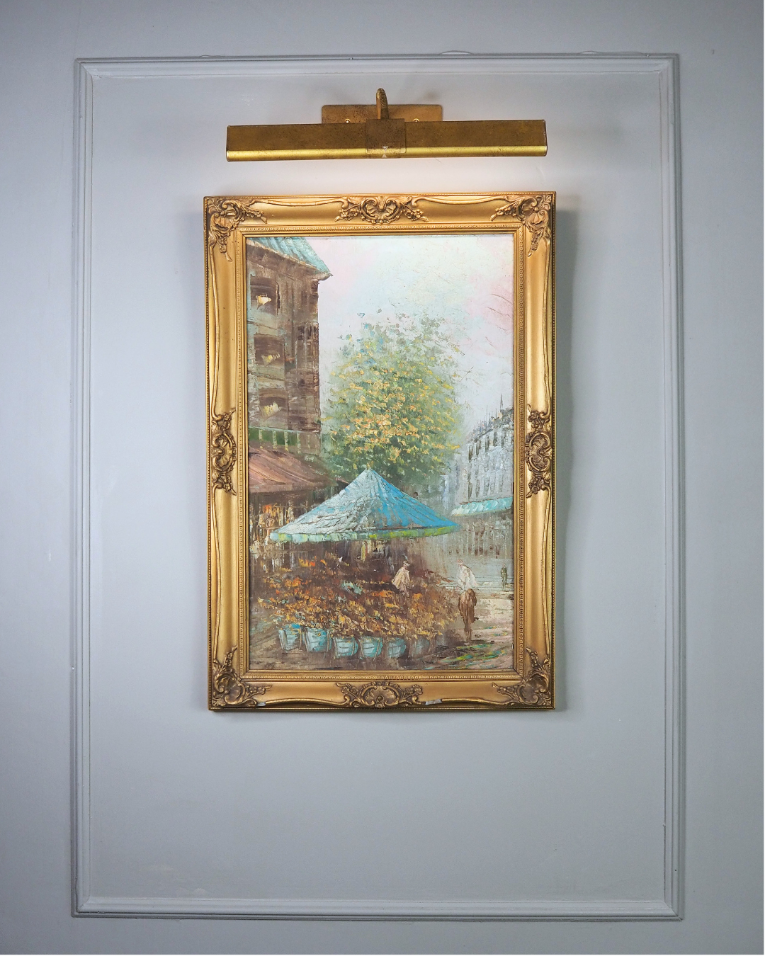 Paris Street Scene Oil Painting, Impressionist, Antique Gilt Frame, 1930s