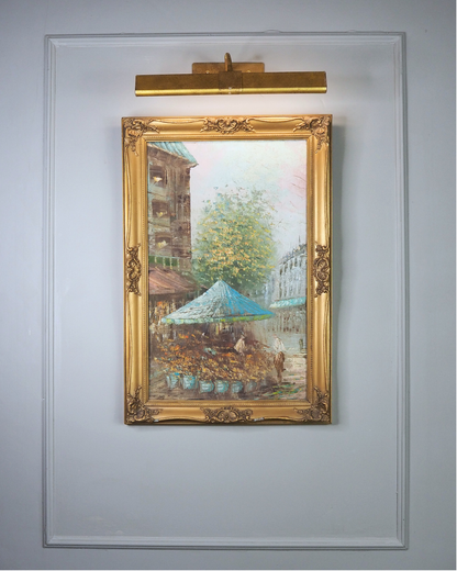 Paris Street Scene Oil Painting, Impressionist, Antique Gilt Frame, 1930s