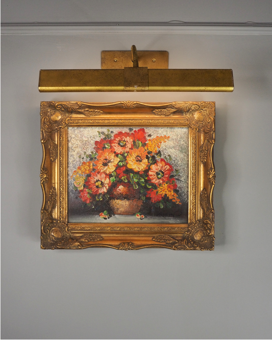 Mid-Century Heavy Brushwork Floral Oil Painting in Ornate Frame