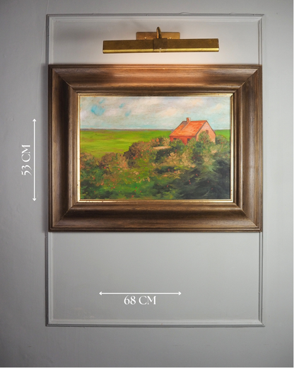 Original Rural Oil Painting – "The Red Roof Farmstead" by Nichol Wheatley