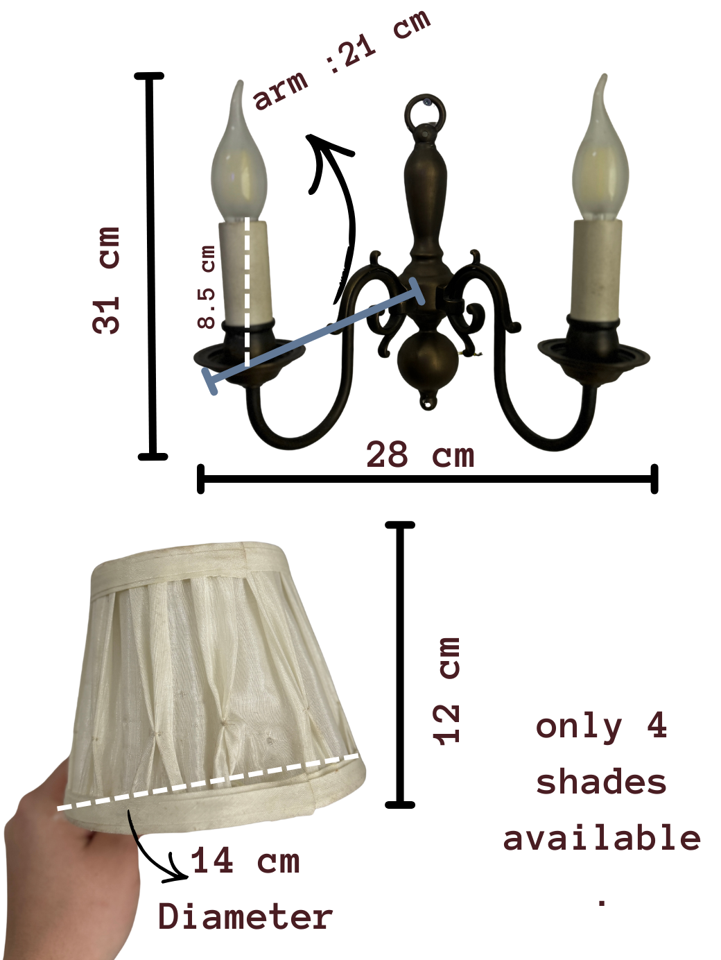 Antique Brass 2-Arm Heavy Solid Wall Lights – French Country Style
