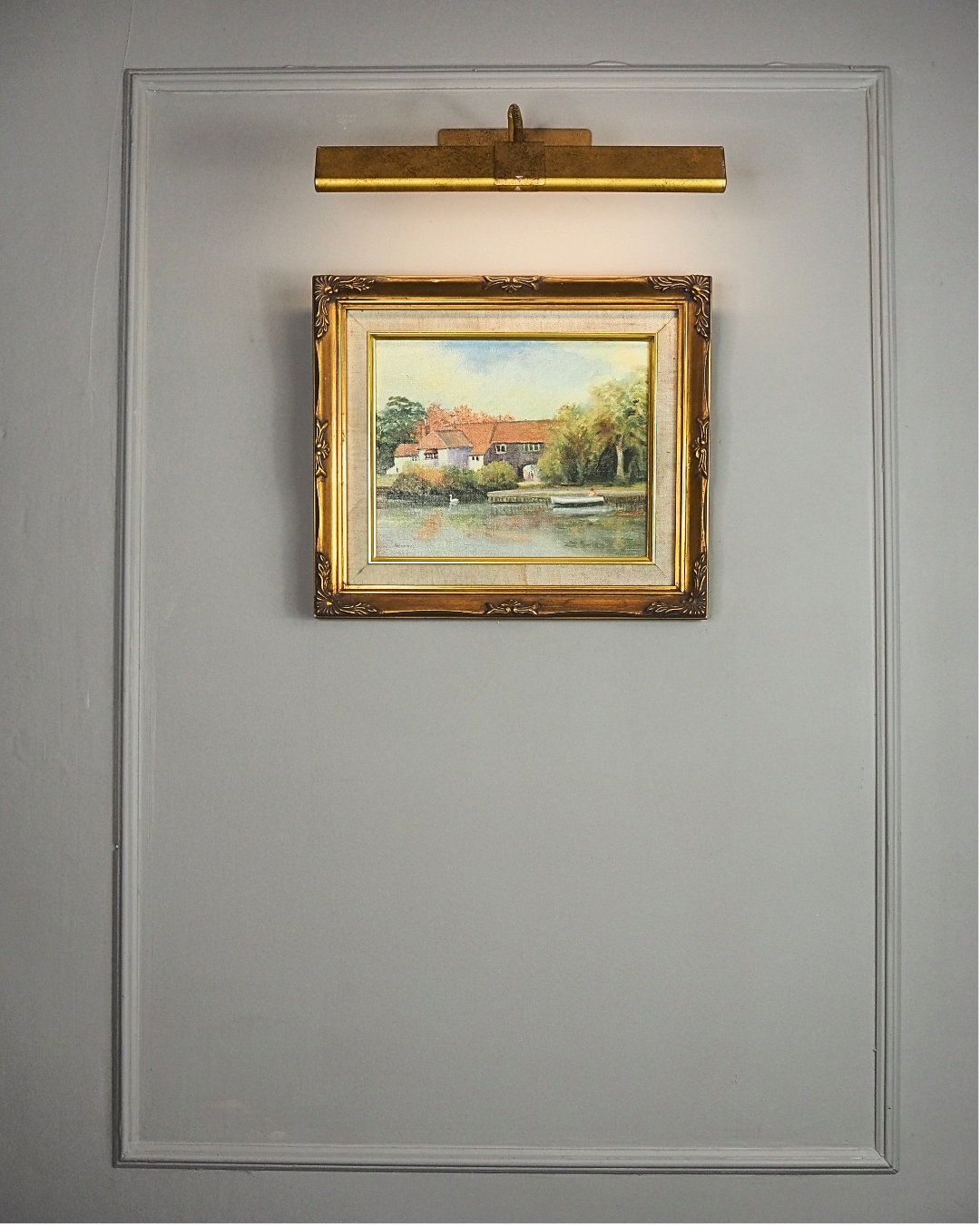 Vintage Country Village Oil Painting | Signed Linnel Landscape Art