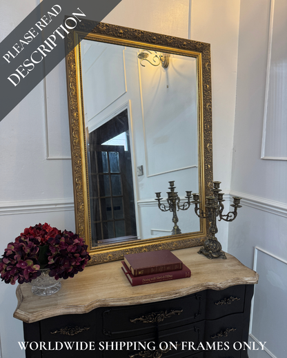 Vintage Large Ornate Gold Mirror: Large Beveled French Louis Style