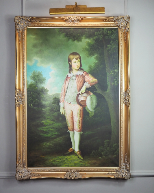The Pink Boy After Thomas Gainsborough -  Signed Large Portrait Oil Painting by Patierno