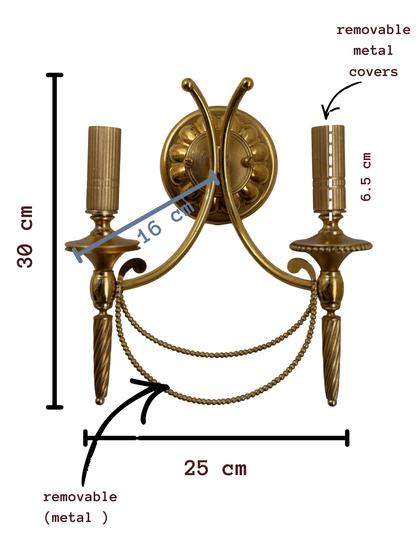 Vintage 1960s Gaetano Sciolari Hollywood Regency Gilt Brass Wall Sconces