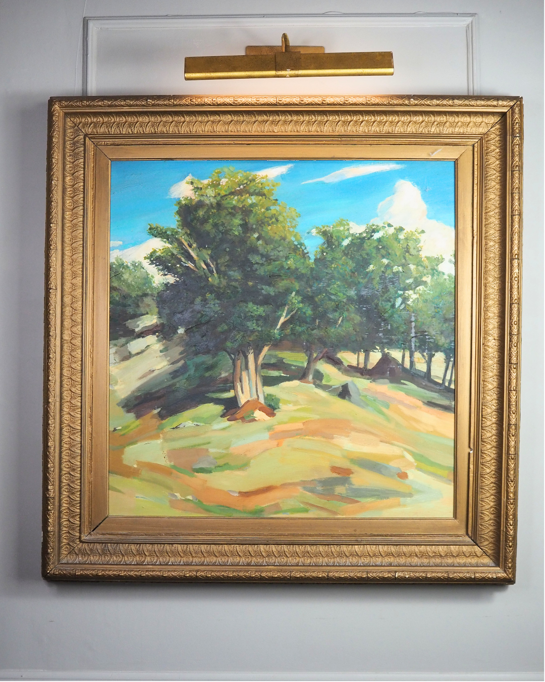 Large Vintage Oil Painting After Paul Cézanne - Impressionist Landscape