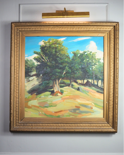 Large Vintage Oil Painting After Paul Cézanne - Impressionist Landscape